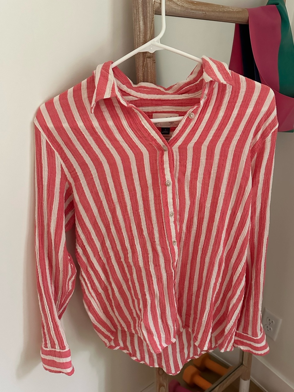 Universal Thread Striped Button-Up Shirt - Pink & White